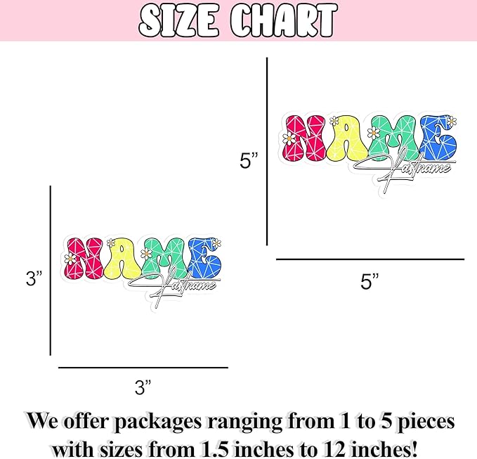 Custom First and Last Name Floral Diamond Effect Sticker Personalized Text Flower Decal Waterproof Vinyl Decal for Water Bottles Tumbler Laptop Hard Hat Car Kindle Gifts for Girl Boy