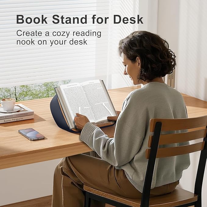 ERGONOV Lap Book Stand for Hands Free Reading Comfortable Reading Pillow Stand Minimize Neck Strain Perfect Idea for Book Lovers in Dorm Room or Anywhere Else with Bookseat(Gray)