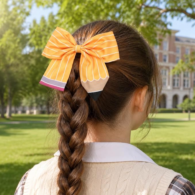 2 Pcs First Day Back to School Pencil Hair Accessories for Girls Teacheres | Pencil Bow Clip Headband for Girls,School Uniform Hair Bows,Back to School Supplies,for School Outfits,Adorable Accessory