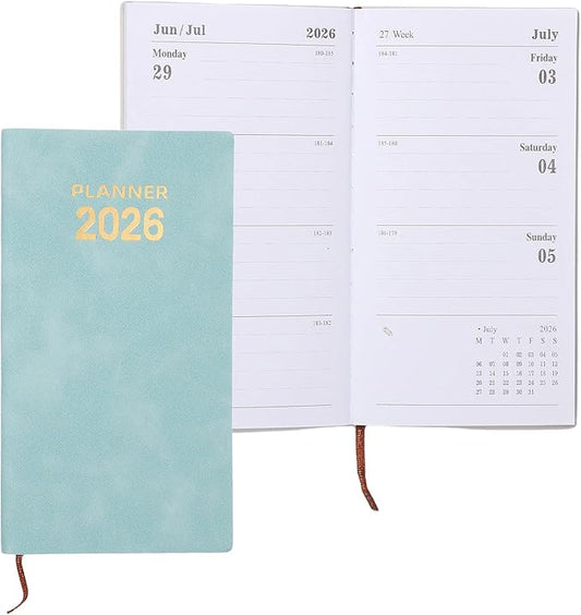 PATIKIL 2026 Planner Notebook, A6 64 Sheets Undated to Do List Daily Weekly Monthly Goals Tracker Pocket Notebook for Office Home Study Work Time Management Fitness Habit, Light Blue