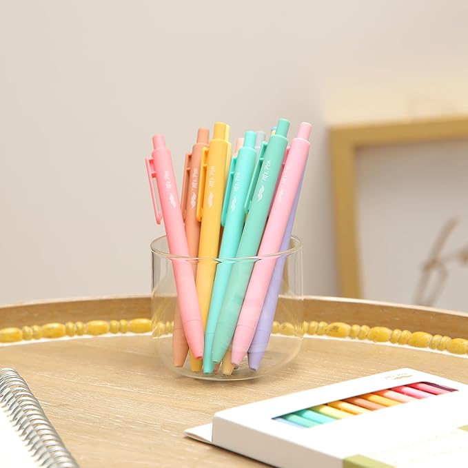 Mr. Pen- Retractable Gel Pens, 12 Pack, Assorted Colors Ink, Fine Point 0.7mm, Fast Dry, Smooth Writing, Cute Pens for Drawing, Writing Planner and School Supplies