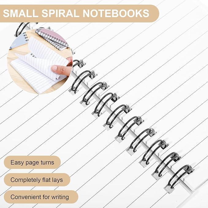 Thboxes 8 Pack Pocket Notebook, 3x5 Small Spiral Notebooks with 60 Sheets/120 Lined Pages Small Notebook Spiral Notepads Mini Note Pads Notebooks for School Office