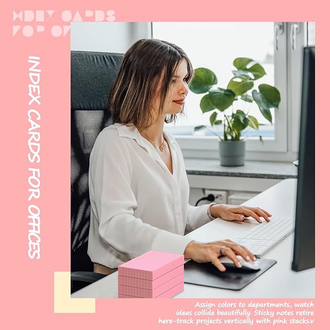 Pink Index Cards 3x5 Inch - 200 Count, Ruled Index Flash Cards for Studying, 180GSM Pink Note Cards 3x5 Lined Index Cards, Flashcards 3 x 5 Notecards Lined College Ruled Study Card for Office, School