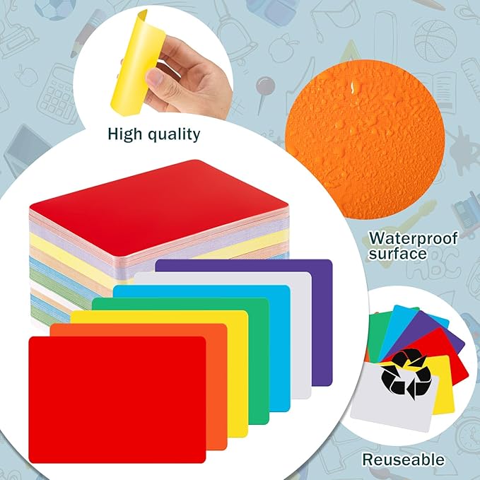 Harloon 100 Pcs Dry Erase Index Cards 2.5 x 3.5 Inch Laminated Reusable Dry Erase Note Cards Sheets for Office Home Housework to Do List (Colorful)