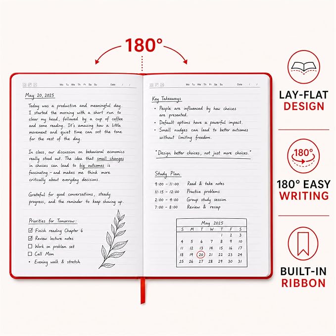 SUIN 6 Pack A5 Hardcover Lined Journal Notebooks, 6 Colors, 200 Pages Each