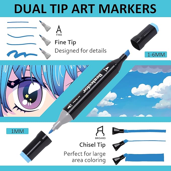 100 Alcohol Markers Set,Dual Tip Art Markers for Adult Coloring, Alcohol Markers Set for Drawing,Coloring,Sketching,Card Making,Illustration, Ideal for Artists, Designers & Crafters