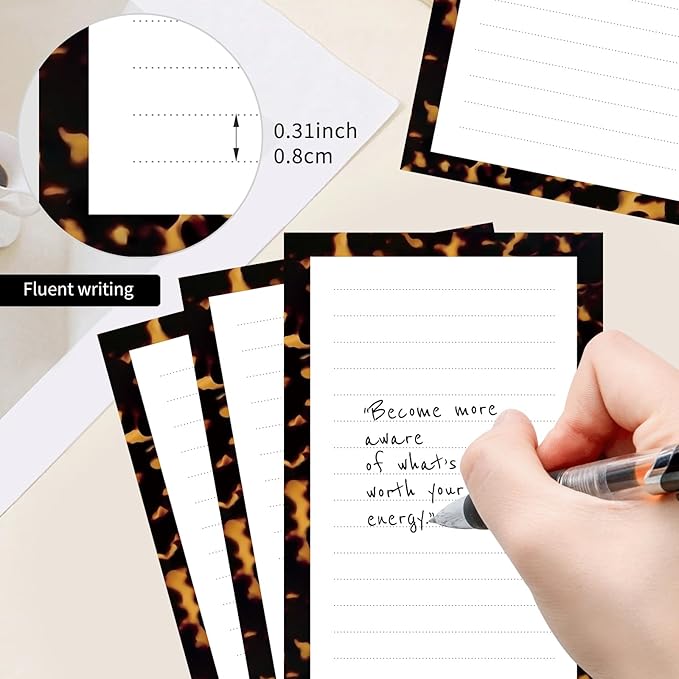 2 Pack Lined Sticky Notes 4x6 in, Cute Self-Stick Notepads with Lines, Large Memo Pads Strong Adhesive for Office, Home Black Luxury Pattern