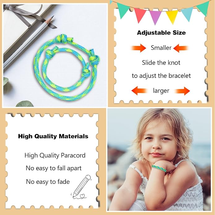 Back to School Gifts Mommy and Me Bracelets Kindergarten School Supplies | Back to school bracelet set of 2, paracord with sliding knot, includes keepsake card and jewelry box