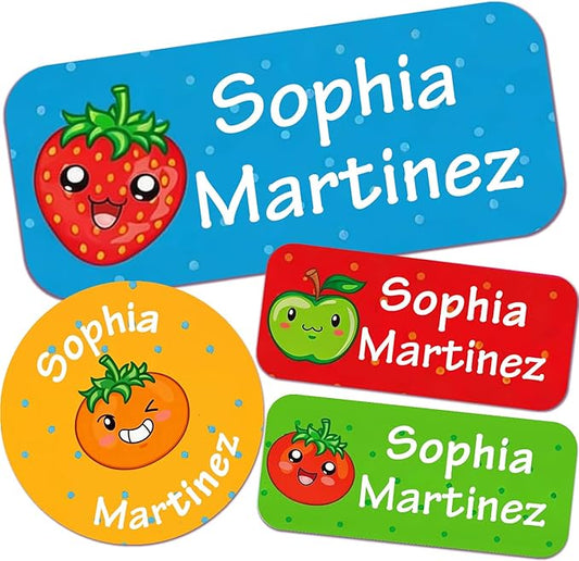 Waterproof Custom Name Stickers (135 Labels) - Personalized Daycare Labels for Clothing, Water Bottles, Lunch Boxes & School Supplies - Ideal for Camp & Daycare - No-Iron (Tomatoes)