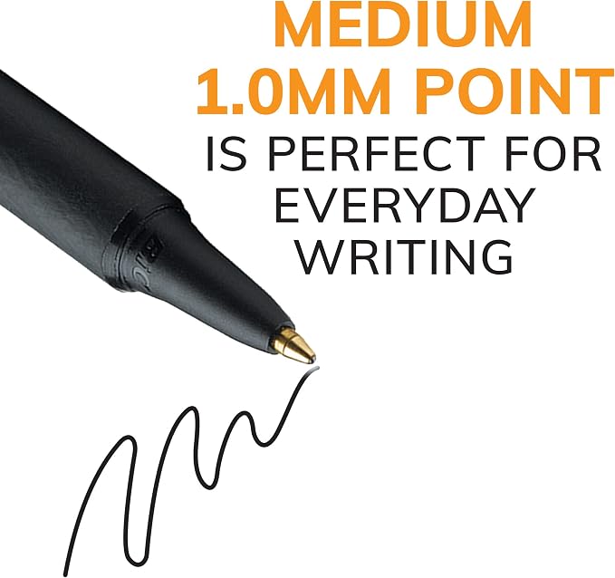 BIC Soft Feel Black Retractable Ballpoint Pens, Medium Point (1.0mm), 36-Count Pack, Black Pens With Soft-Touch Comfort Grip (Pack of 12)