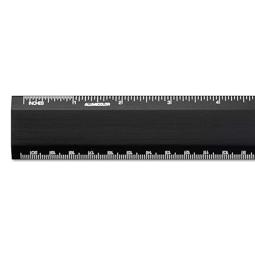 Alumicolor Aluminum Desk Ruler, 8IN, Black