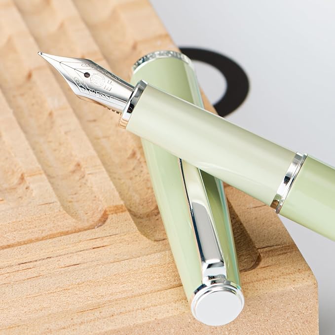 Hongdian 920S Fountain Pen Grass Green Metal Pen, Iridium M Nib Classic Pen with Ink Converter