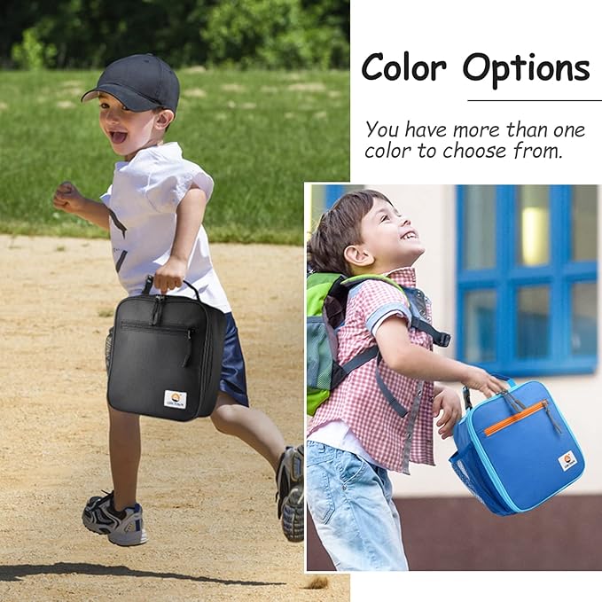 CaCTOUR Lunch Box Kids,2 Packs Insulated Lunch Bag for Girls Boys,Soft Bag Mini Cooler Back to School Thermal Reusable Lunch Bag for Work School Picnic (Blue & Black)