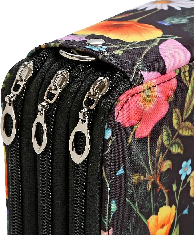 72 Slots Pencil Case Organizer w/Removal Handle Strap | 3-Layer Zipped Pencils Box Large for Colored Pencils Watercolor Pencils for Office and Travel for Artist