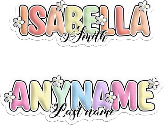 Custom Name Sticker Personalized First and Last Name Sticker Customized Colorful Name Waterproof Vinyl Decal for Water Bottles Laptops Kindle Perfect for Kids Girl Boy Teacher Gifts