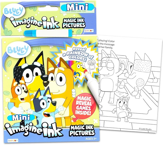 Bluey Imagine Ink Coloring Super Set ~ Bundle with 3 Imagine Ink Mess-Free Coloring Books for Kids with Stickers Party Favors and Activities