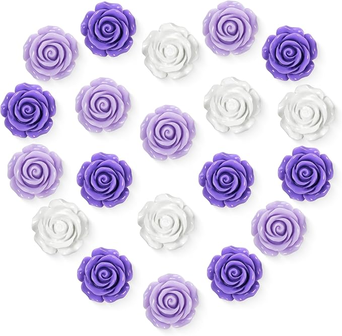 20 Pcs Rose Fridge Magnets, 1.1 Inch Cute Flower Fridge Magnets, 3D Colorful Refrigerator Decorative Magnet for Whiteboard Locker Cabinet (Purple-3 Colors-Rose)