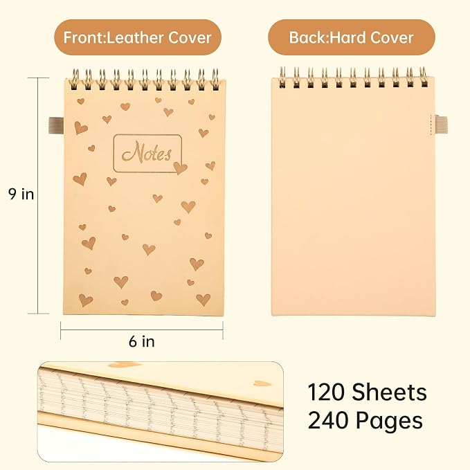 A5 Top Spiral Notebook,240 Pages Steno Pads College Ruled Journal Note Pad