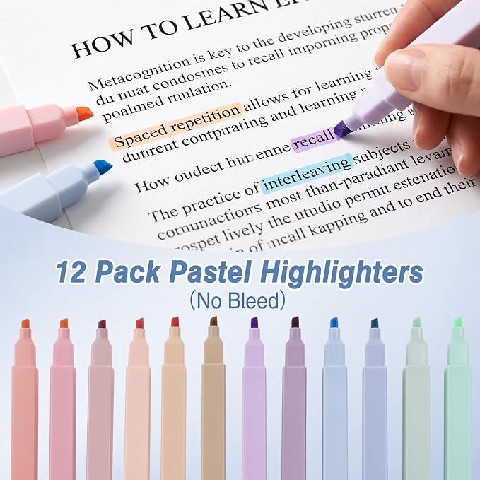 MoKo 59 PCS Aesthetic School Supplies with Cute Pencil Case, Students Stationery Set for Teen Girls & College with Gel Pens, Pastel Highlighters, Mechanical Pencils & Refills, Office Supplies, Blue