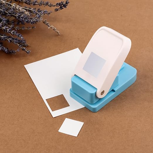 Square Hole Punch, 1 inch Square Punch, Stamp Puncher, Postage Stamp Cutter Hole Puncher, Lever Paper Punches for Crafting Card Making Scrapbook Supplies, DIY Projects, Scrapbooking Cutting Tools