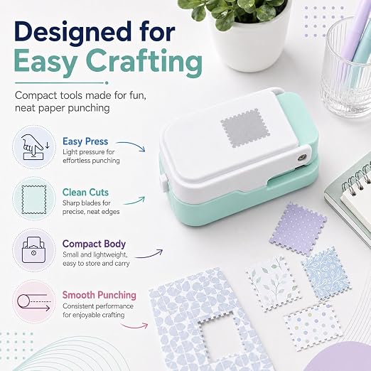 CYFUN DESIGN 2 Pcs Stamp Punch, 1x0.8 inch Postage Stamps Punch, Stamp Cutter, Paper Punches for DIY Scrapbooking Crafting Journaling Junk Journal Supplies