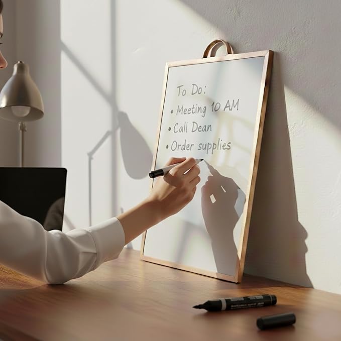 Magnetic Dry Erase Board 12x16 with Handle, Double Sided Portable Rose Gold Whiteboard for Home, Office, School & Kitchen