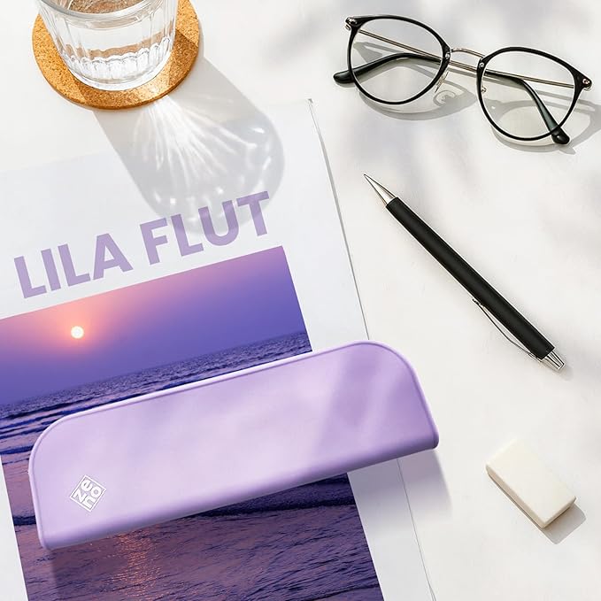 ZENO Silicone Pencil Case – Aesthetic Pencil Pouch for Women & Teens – Cute Pen Case, Purple Makeup Bag, Travel Pouch, Small Stationary Organizer, Pencil Box – Purple Tide