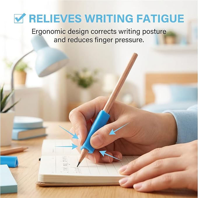 Sibba 12 Pcs Triangle Pencil Gripper, Silicone Pencil Grippers for Kids Adults Handwriting, Ergonomic Writing Aid Grip Comfortable Finger Support for Pencils Pens