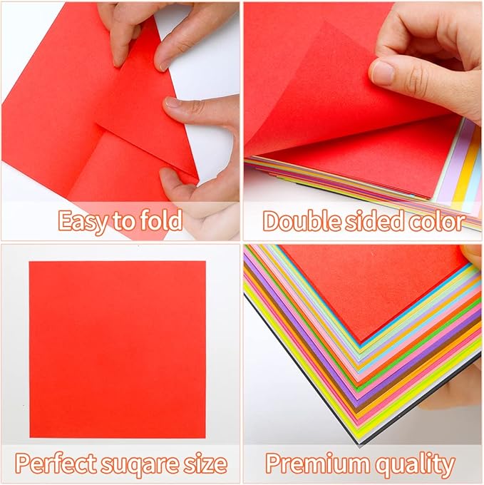 IOOLEEM Origami Paper, 200 Sheets, White Origami Paper, 6 Inch Square, Double Sided Colored paper.