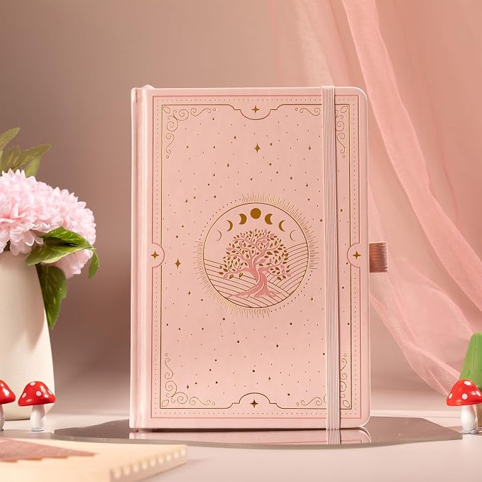 TIEFOSSI Tree of Life Journal, A5 Dotted Journal for Women Men, Dot Aesthetic Notebook with 190 Numbered Pages, Hardcover Vegan Leather Journals with Bookmark, 160 GSM Thick Paper