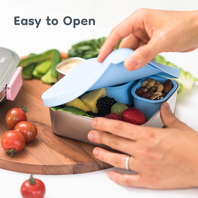 Good Bare Stainless Steel Sandwich Container for Kids & Adults, Plastic-Free Lunch Box with Silicone Lid, Leakproof Metal Snack Box, Dishwasher Safe, BPA-Free Food Storage Container, Sky Blue