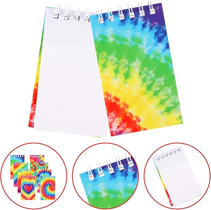 Hooqict 24 Pack Small Spiral Notebook Pocket Notepad Mini Journal Pocket Notebooks Tie Dye Notepads Memo Pads for Kids, Party Favors, Office, Classroom School Supplies, 3.9 x 2.4 Inch