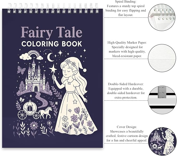 Fuxi Coloring Books for Ages 8-12 Girls, 50 Sheets (73lb/120gsm) Blank Paper Drawing Pad + 50 Designs Blank Paper for Coloring.