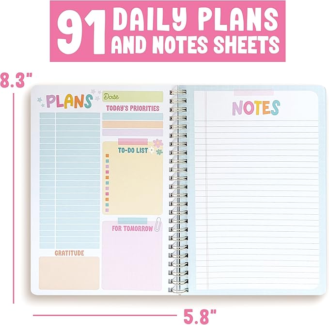 Hadley Designs Daily Planner Undated - Undated Daily Planner with Hourly Schedule, To Do List Notebook for Work, Day Planners for Kids & Adults, Teacher Supplies, Teacher Graduation Gifts