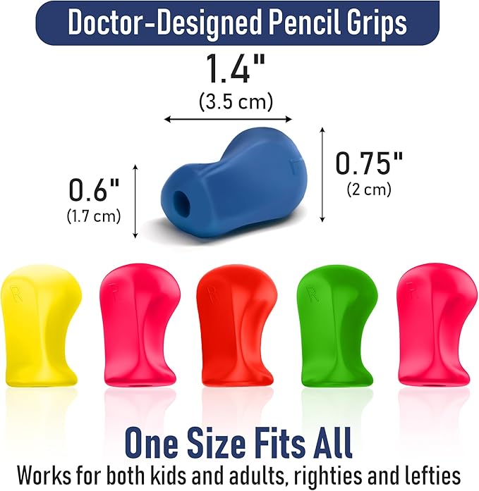 The Pencil Grip Neon Grippers 6-Pack, Pencil Grips for Kids Handwriting, Ergonomic Pen Holder for Righties & Lefties, Writing Practice for Kids, Toddlers, Adults, Writing Tool with Finger Cushion