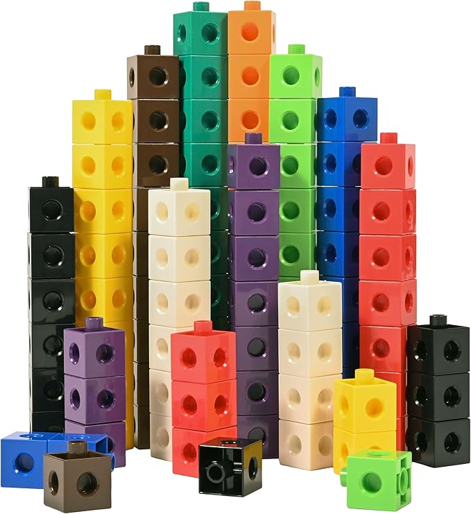 edxeducation Recycled Plastic Linking Cubes - Set of 100 - Connecting and Counting Snap Blocks for Early Math - for Preschool and Elementary Aged Kids
