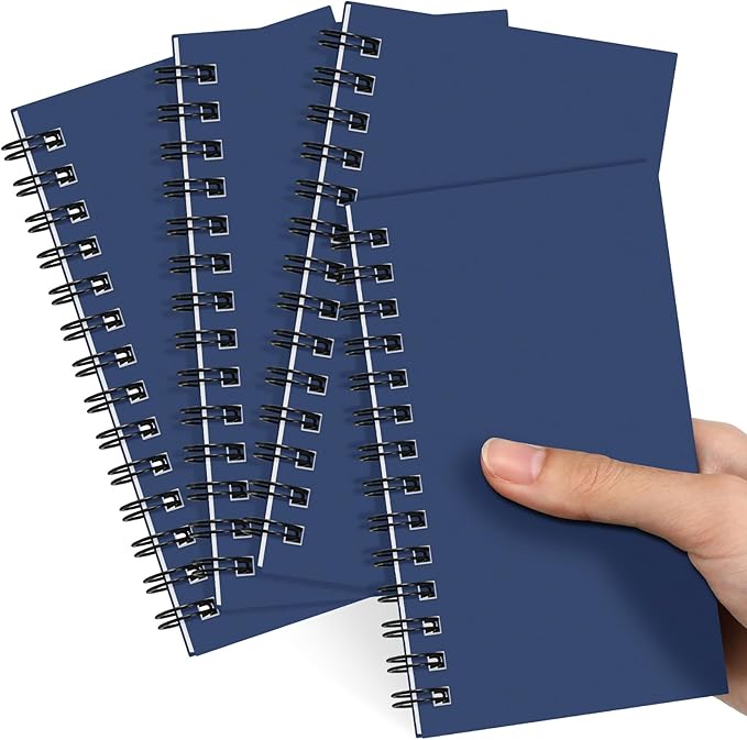 Jutom 4 Pcs Small Spiral Notebooks Memo Pads 3x5 Bulk Small Pocket Notebooks Mini Notepads with Lined Pages Mini Journals for Office School Work Supplies, 120 Pages (Dark Blue)