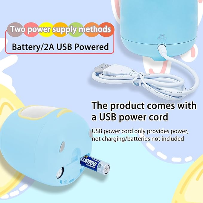 Electric Pencil Sharpener,5000 Times for Blade,Interchangeable Blade,3 Years Warranty,Battery/2A USB Powered,Suitable for 6-8mm, for Home, Office, School (Blue)