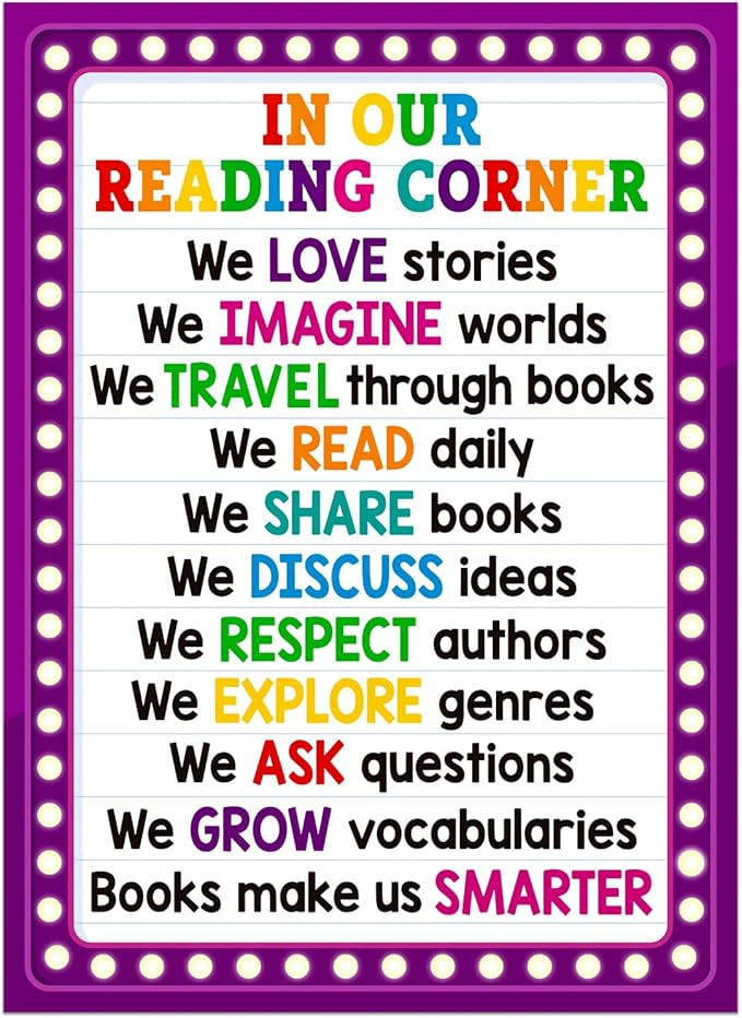 FaCraft Reading Posters for Classroom - Educational Poster Colorful Classroom Decorations for Elementary Motivational Reading Corner Bulletin Board Set for Preschool Kindergarten Homeschool Wall Decor