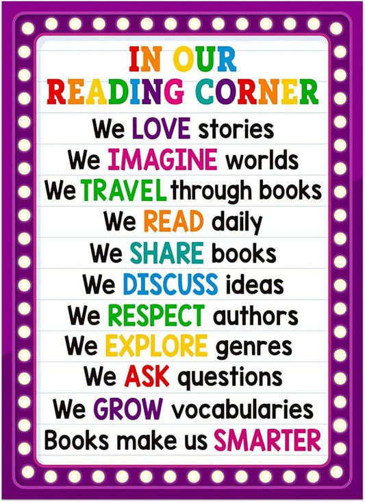 FaCraft Reading Posters for Classroom - Educational Poster Colorful Classroom Decorations for Elementary Motivational Reading Corner Bulletin Board Set for Preschool Kindergarten Homeschool Wall Decor