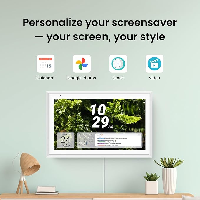 Apolosign 15.6-inch Digital Calendar : Dual Mode Smart Wall Planner, No Subscription, Install Apps, Sync Calendars, Electronic Touchscreen Interactive Display for Family Schedules, Chore Chart (White)