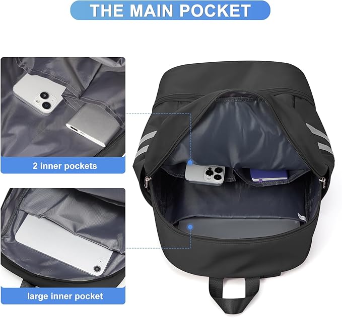 coofay Gym Backpack For Women Waterproof Backpack With Shoe Compartment Lightweight Travel Backpacks Black Sports Backpacks Large Gym Bag
