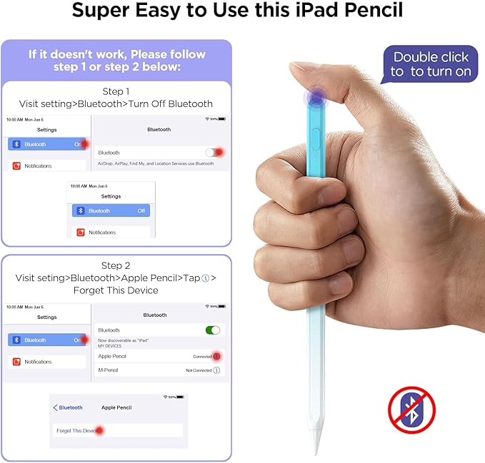 DEGGE Stylus Pen for iPad 2018-2025, 15Mins Fast Charge for Apple Pencil, Palm Rejection, Compatible with iPad A16 11/10/9/8/7/6, iPad Pro M5/M4/12.9"/11", iPad mini 7/6/5, iPad Air M3/M2/5/4/3