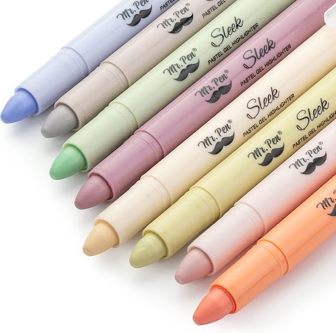 Mr. Pen- No Bleed Gel Highlighters, Pastel Colors, 8 Pack, Bible Highlighters and Pens No Bleed, Bible Markers for Study, Journaling, School Supplies and Accessories