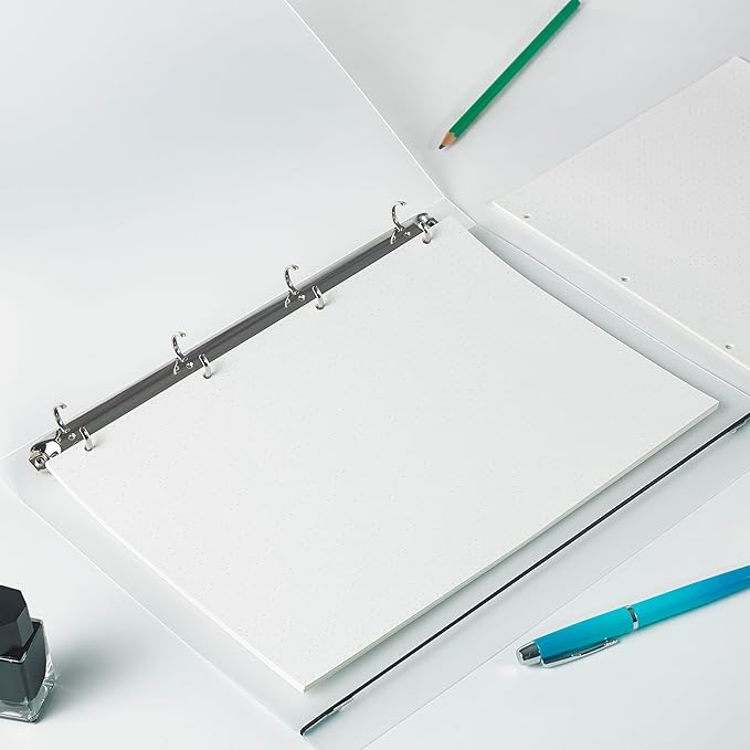 A4 Dot Grid Paper 290x210mm - 135 Sheets 100GSM Dotted Notebook Refill - 4-Hole Punch for A4 4-Ring Binders & Lever Arch Files - 5mm Spacing for Bullet Journals, Notes & Sketching
