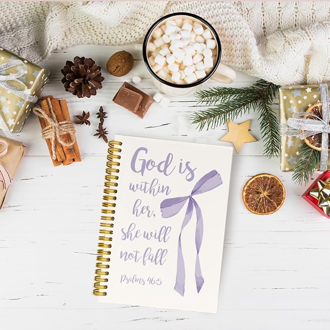 JKMBN Coqeutte Purple Bow Christian Bible Verse Journal for Teen Girls