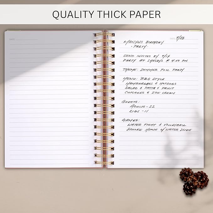 Aesthetic Thick Spiral Notebook Journal For Women in B5 Format - Stylish Linen Hardcover College Ruled Note Book w 300 Lined Pages - Cute Supplies For Bible Study & Staying Organized at Work or School