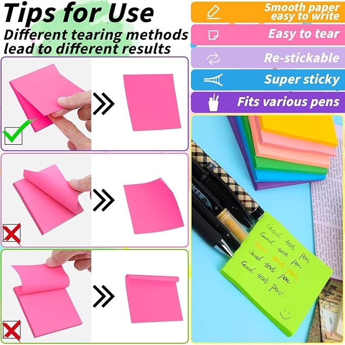 72 Pack Sticky Notes Bulk 3 x 3 in Self-Stick Note Pads Colorful Posted Note in 36 Colors Adhesive Paper Memo 50 Sheets/Pad Easy to Post for Office Home School Meetings Notebook Wall Door Window