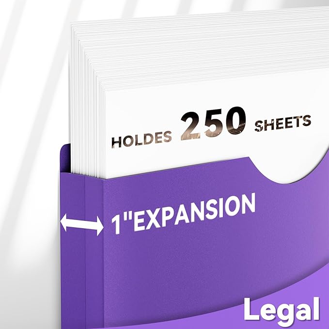 Plastic 1 Inch Manila File Jackets Legal Size,12 Pack Reinforced Manilla Pocket Folders,Colored Expanding File Pocket for Documents,Heavy Duty Accordion File folders with Straight Cut Tabs