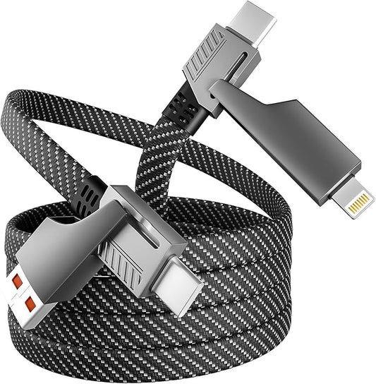 4 in 1 Charging Cable Fast Charging 65W, USB C Cable 4-in-1 USB Multi Charging Cable with E-Mark Chip, Multiple iPhone Charger Cord for iPhone 17-12 Series/Pad/Android/Tablets More, Carplay Cable(4FT)